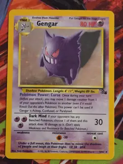 Pokemon TCG Gengar Fossil Holo Card 5/62 Unlimited Rare 1999 LP WOTC - Image 1