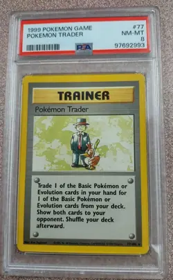 PSA 8 Pokemon Trader 77 Graded Pokemon Card 1999 Pokemon Game - Image 1