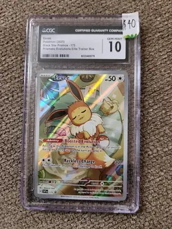 Eevee 173 Sv: Scarlet & Violet Prismatic ETB Promo Cards Holo GM 10 2025 - Image 1