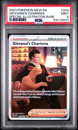Pokemon Giovannis Charisma PSA 9 Mint 204/165 SIR Scarlet & Violet #204 - Image 1