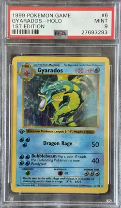 1st Edition PSA 9 Gyarados Shadowless Base Set Mint 6/102 Holo 1999 Pokemon - Image 1