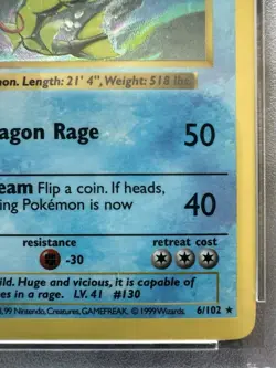 1st Edition PSA 9 Gyarados Shadowless Base Set Mint 6/102 Holo 1999 Pokemon - Image 5