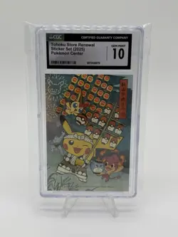 Pokemon TCG Tohoku Store Renewal Sticker Pikachu Pokemon Center CGC 10 Gem Mint - Image 1