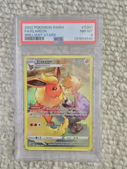 2022 POKEMON SWORD & SHIELD BRILLIANT STARS #TG01 FULL ART/FLAREON PSA 8 - Image 1
