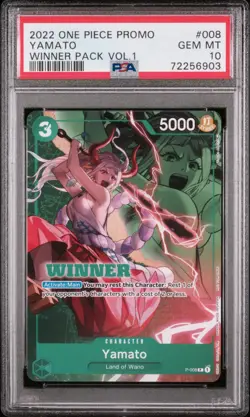PSA 10 Gem Mint Yamato WINNER P-008 2022 Winner Pack Vol. 1 One Piece Trophy - Image 1
