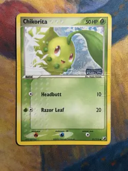 Chikorita 51/115 Stamped Reverse Holo EX Unseen Forces Pokemon TCG Card DMG - Image 2