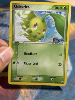 Chikorita 51/115 Stamped Reverse Holo EX Unseen Forces Pokemon TCG Card DMG - Image 3