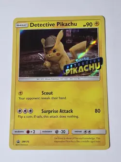 Pokemon TCG 2019 Stamped Detective Pikachu SM170 Black Star Promo Holo Card - Image 1