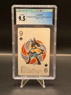 CGC 9.5 Blue Label Pokemon Playing Card Lucario 9 Clubs White 2 Deck 2012 - Image 1