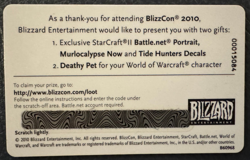 World of Warcraft Blizzcon 2010 Deathy Murloc Deathwing Pet Loot Card Unused - Image 2