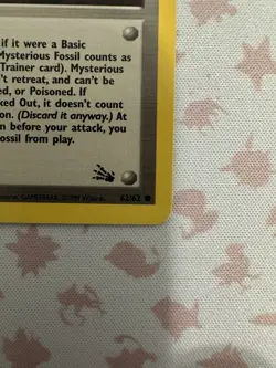 Pokemon Card: Mysterious Fossil 62/62 1st Edition Fossil Set Rare! - Image 4