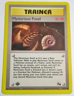 Mysterious Fossil 62/62 Trainer Fossil 1st Edition Pokemon Card WOTC LP - Image 1