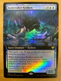 MTG 1x FOIL EXTENDED ART Icebreaker Kraken # 345 Kaldheim Magic Gathering x1 NM - Image 1