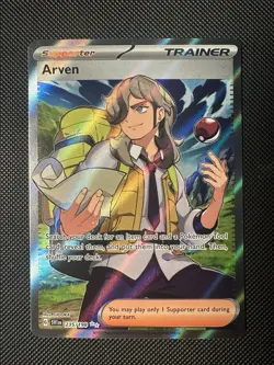 Pokemon TCG Arven 235/198 Scarlet & Violet Base Full Art Ultra Rare Trainer NM - Image 1