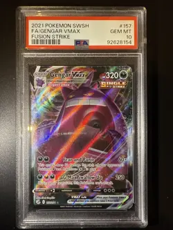 Pokemon Gengar VMAX Holo PSA 10 Gem Mint 157/264 Swsh08: Fusion Strike - Image 1