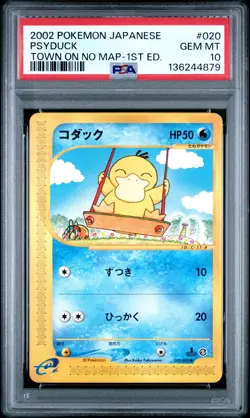 2002 POKEMON JPN THE TOWN ON NO MAP 1ST ED #020 PSYDUCK PSA 10 - Image 1