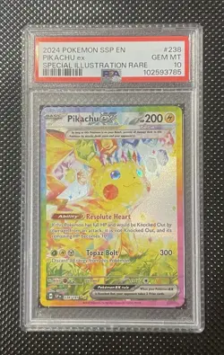 2024 Pokemon Pikachu EX 238/191 SIR Surging Sparks English PSA 10 !!! - Image 1