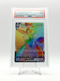 2020 POKEMON DARKNESS ABLAZE SECRET RAINBOW FULL ART SCIZOR VMAX 193/189 PSA 9 - Image 1