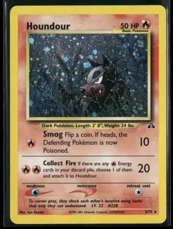 2001 Pokemon Neo Discovery Unlimited Holofoil Houndour 5/75 HP - Image 1