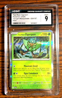Teal Mask Ogerpon Holo Rare #024 - CGC MINT 9 - SV Twilight Masquerade - Pokemon - Image 1