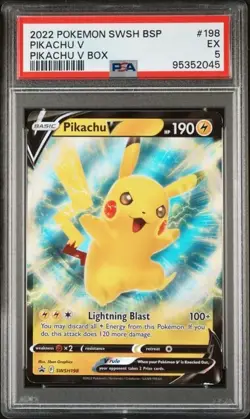 2022 Pokemon SWSH BSP PIKACHU V Box #198 Black Star Promo SWSH198 - PSA 5 - Image 1