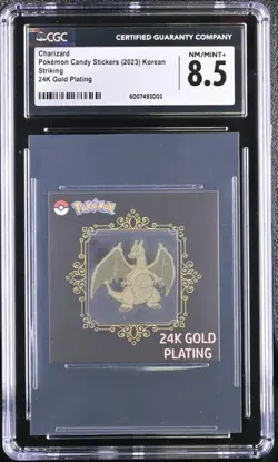 CGC 8.5 Pokemon Charizard 24k Gold Plating Sticker Striking Popping Candy 2023 - Image 1