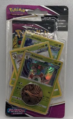 Pokemon TCG 2021 Fusion Strike Blister Pack Rilliaboom Promo Dragonite Coin - Image 1