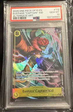 2025 One Piece Royal Blood Eustass Captain Kid Alt Art #OP10-112 PSA 10 - Image 1