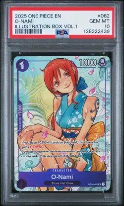 2025 ONE PIECE PROMOS ILLUSTRATION BOX VOL.1 #062 O-NAMI PSA 10 - Image 1