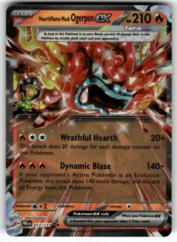 Hearthflame Mask Ogerpon ex - 017/131 SV: Prismatic Evolutions NM Pokemon Card T - Image 1