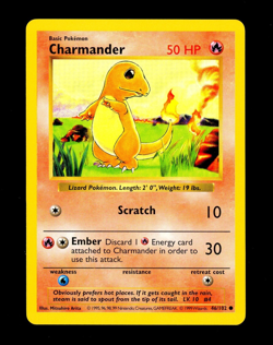 1999 Pokemon CHARMANDER Base Set SHADOWLESS Misprint INK DOT ERROR Card 46/102 - Image 1