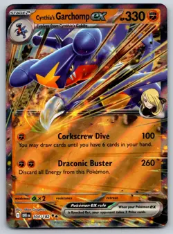 Cynthia's Garchomp ex 104/182 SV10: Destined Rivals NM Pokemon Card TCG - Image 1