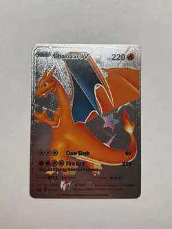 CHARIZARD V Silver Foil Fan Art Display Card, HP 220 M/NM - Image 1