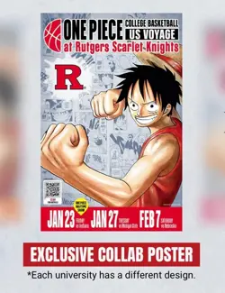 PreSale One Piece Monkey.D.Luffy US College Basketball Promo Card+Rutgers Poster - Image 3