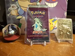 Empty 1st Edition Tyranitar artwork Neo Destiny Set Pokemon Card Opened Pack - Image 1