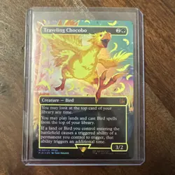 Traveling Chocobo (Borderless) (Neon Yellow Ink) Final Fantasy MTG Foil NM - Image 1