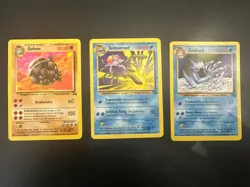 Vintage Pokemon Fossil Card Lot Common Uncommon No Duplicates 3 Cards TCG LP - Image 1