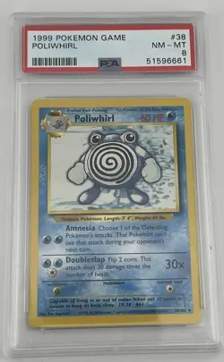 1999 POKEMON BASE SET UNLIMITED #38 POLIWHIRL PSA 8 Near Mint - Image 1