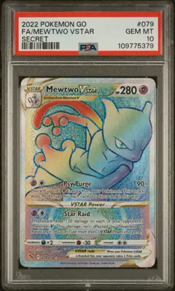 2022 POKEMON GO SECRET #079 FULL ART/MEWTWO VSTAR PSA 10 - Image 1