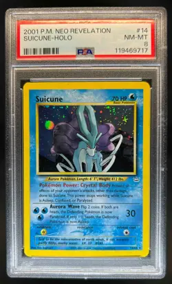 2001 Pokemon Neo Revelation Suicune Holo #14/64 PSA 8 - Image 1