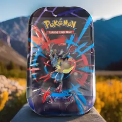Pokemon TCG Tin Sealed Lucario 2 Booster Packs Destined Rivals Mega Evolution - Image 1