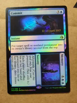 MTG Commit Memory - FOIL - Prerelease Promo Magic (211) AKH Amonkhet LP/NM - Image 1