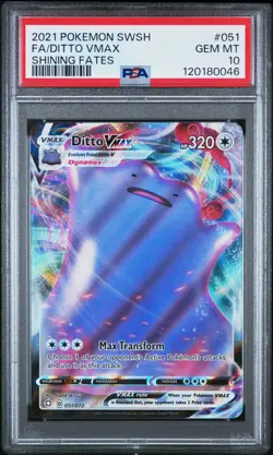 2021 POKEMON SWORD & SHIELD SHINING FATES #051 FULL ART/DITTO VMAX PSA 10 - Image 1