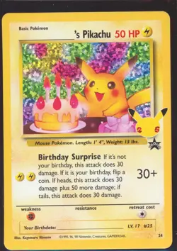 Birthday Pikachu Holo 24 Celebrations Classic Collection Pokemon 2021 NM - Image 1