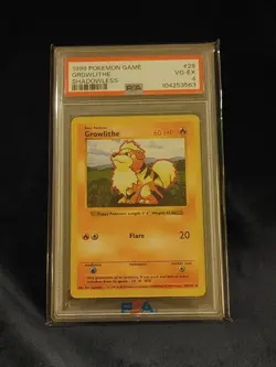 1999 POKEMON GAME GROWLITHE SHADOWLESS #28 PSA 4 - Image 1
