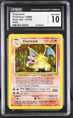 CGC 10 GEM MINT Charizard 1999 Base Set 4/102 Holo Pokemon Card - Image 1