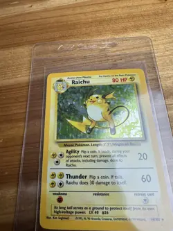 Pokemon TCG Base Set Raichu Holo Rare Card 14/102 Vintage LP Condition - Image 1