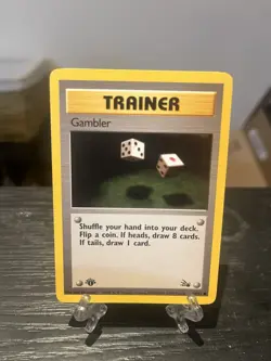 Gambler 60/62 Fossil Regular Common Trainer LP 1st Edition Pokemon WOTC - Image 1