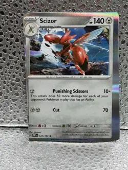 Pokemon Card - ERROR Miscut Sciszor Obsidian Flames Error Card Holo Rare - Image 1