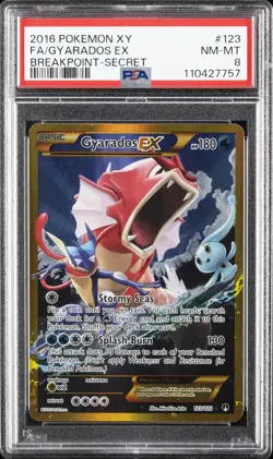 2016 POKEMON XY BREAKPOINT SECRET #123 FULL ART/GYARADOS EX PSA 8 - Image 1